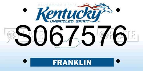 S067576 Kentucky License Plate