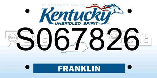 S067826 Kentucky License Plate