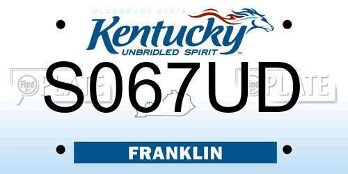 S067UD Kentucky License Plate