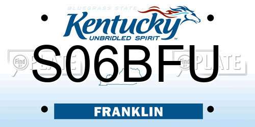 S06BFU Kentucky License Plate