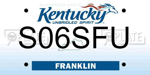 S06SFU Kentucky License Plate