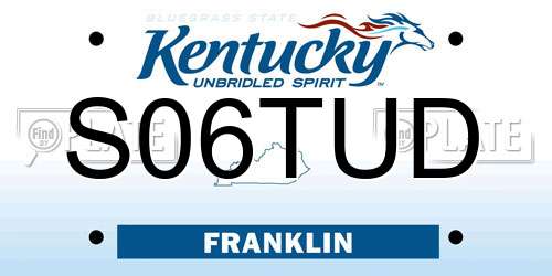 S06TUD Kentucky License Plate