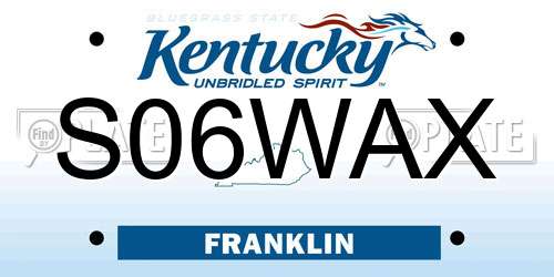 S06WAX Kentucky License Plate