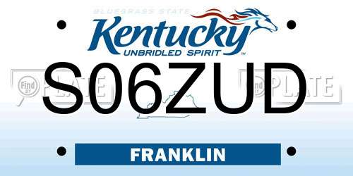 S06ZUD Kentucky License Plate
