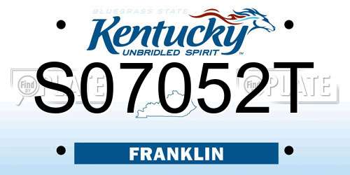S07052T Kentucky License Plate