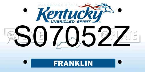 S07052Z Kentucky License Plate
