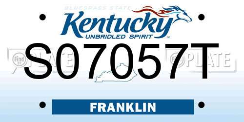 S07057T Kentucky License Plate