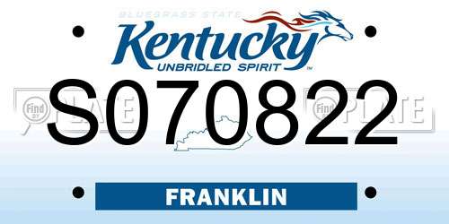 S070822 Kentucky License Plate
