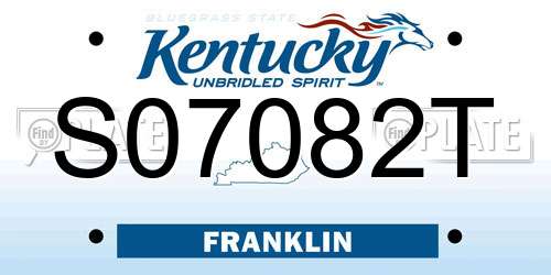 S07082T Kentucky License Plate