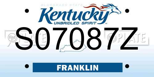 S07087Z Kentucky License Plate