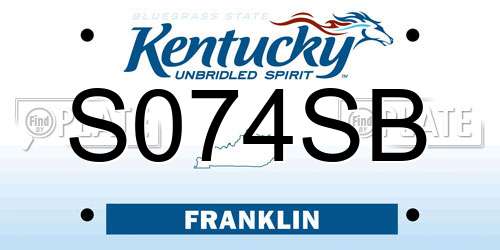 S074SB Kentucky License Plate