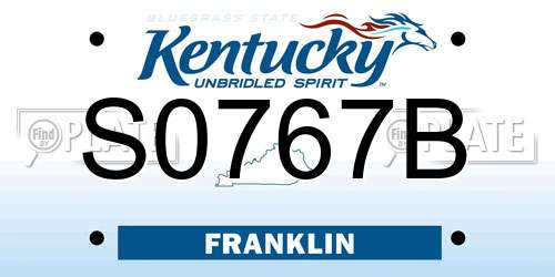 S0767B Kentucky License Plate