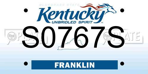 S0767S Kentucky License Plate