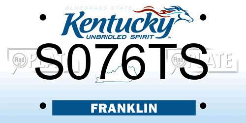 S076TS Kentucky License Plate