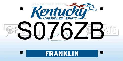 S076ZB Kentucky License Plate