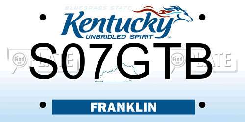 S07GTB Kentucky License Plate