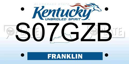 S07GZB Kentucky License Plate