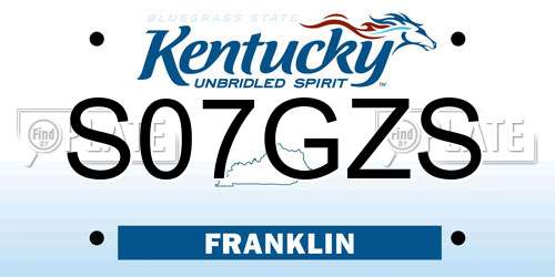 S07GZS Kentucky License Plate