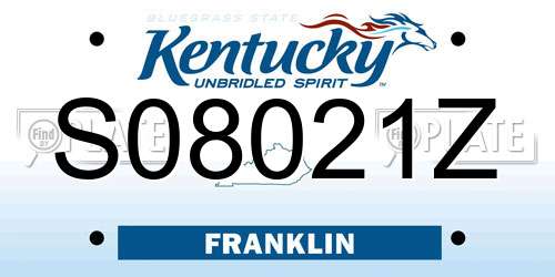 S08021Z Kentucky License Plate