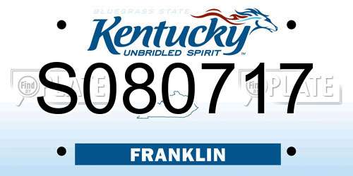 S080717 Kentucky License Plate