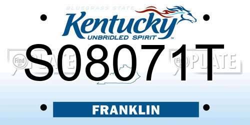 S08071T Kentucky License Plate