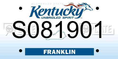 S081901 Kentucky License Plate