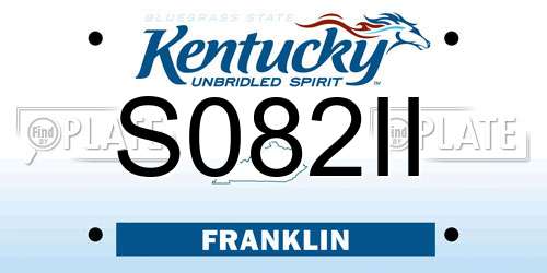 S082II Kentucky License Plate