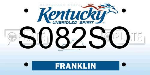 S082SO Kentucky License Plate