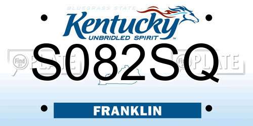 S082SQ Kentucky License Plate