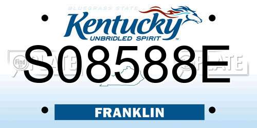 S08588E Kentucky License Plate