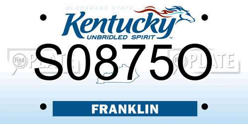 S0875O Kentucky License Plate