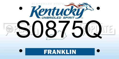 S0875Q Kentucky License Plate