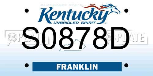 S0878D Kentucky License Plate