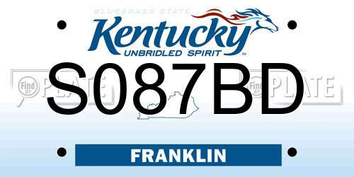 S087BD Kentucky License Plate