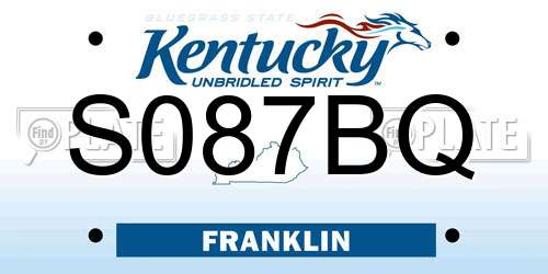 S087BQ Kentucky License Plate