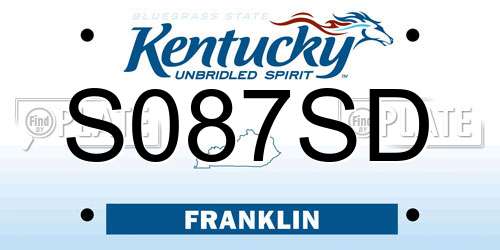 S087SD Kentucky License Plate