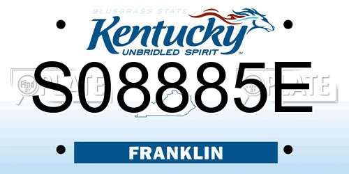S08885E Kentucky License Plate