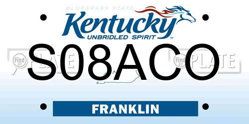 S08ACO Kentucky License Plate