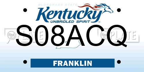 S08ACQ Kentucky License Plate