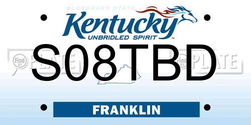 S08TBD Kentucky License Plate