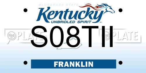 S08TII Kentucky License Plate