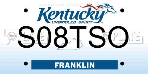 S08TSO Kentucky License Plate