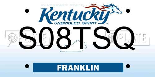 S08TSQ Kentucky License Plate