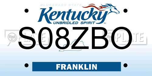 S08ZBO Kentucky License Plate