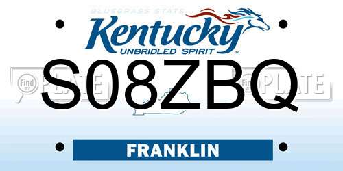 S08ZBQ Kentucky License Plate