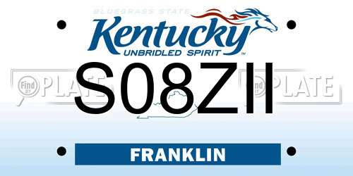 S08ZII Kentucky License Plate