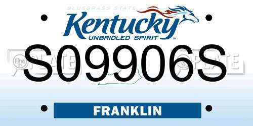 S09906S Kentucky License Plate