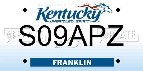 S09APZ Kentucky License Plate