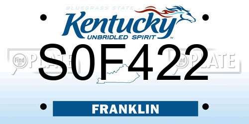 S0F422 Kentucky License Plate
