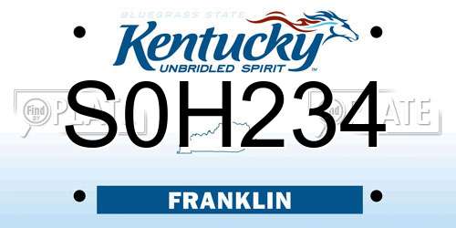 S0H234 Kentucky License Plate